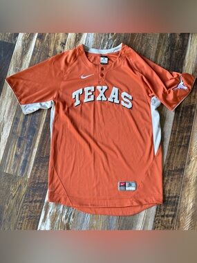 Nike Texas Longhorns 2-Button Baseball Jersey Men's Size S Burnt Orange VTG